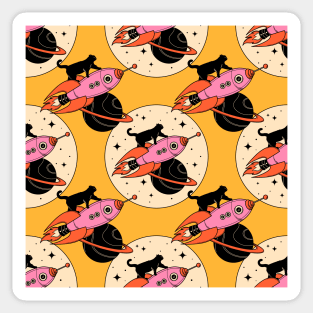 Space Walker Black Cat Pattern in yellow Sticker